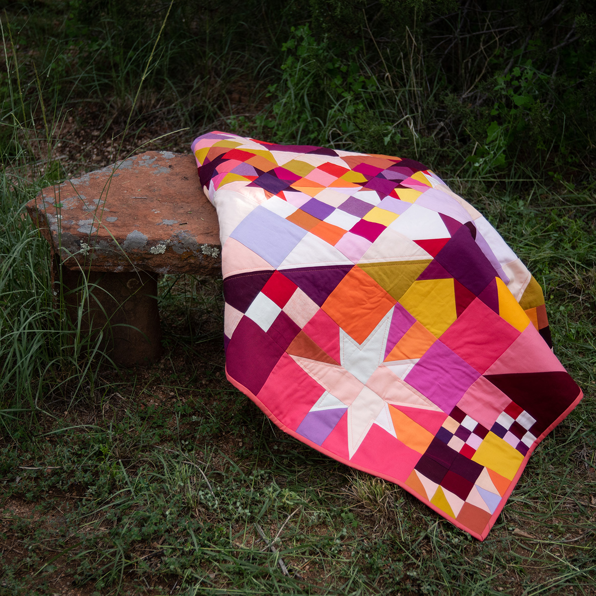 Estrela quilt is a Block of the Month project Blair teaches online.