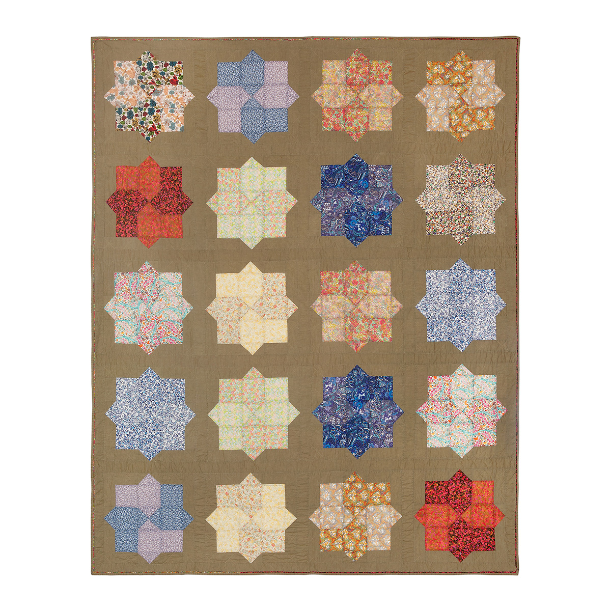 Hammerhead quilt- Made from Liberty of London Tana Lawn cottons and manipulated by a color removal process.
